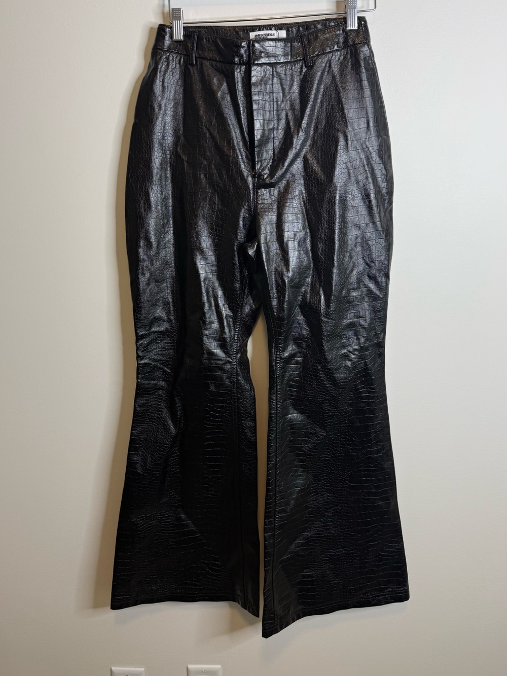 Mistress rocks faux croc Black Boot-Cut Pants size large
